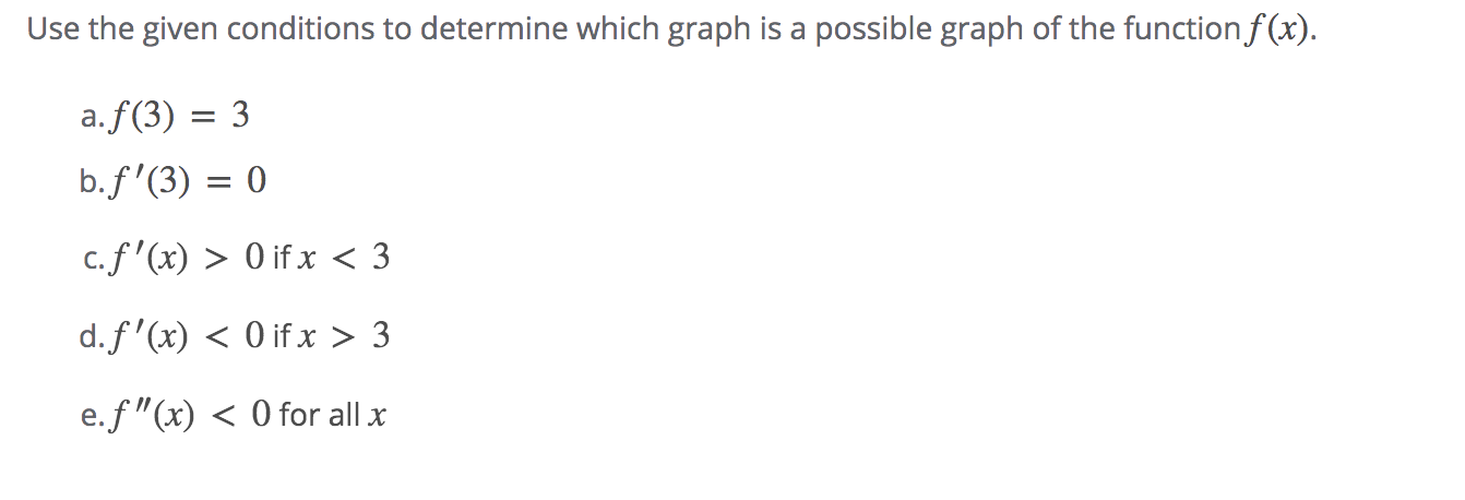 Solved Use the given conditions to determine which graph is | Chegg.com