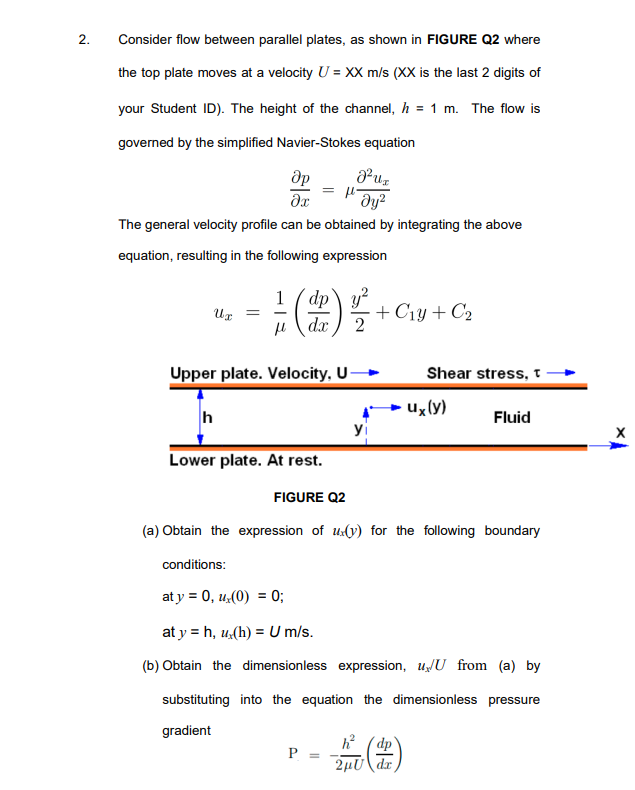 Solved Consider flow between parallel plates, as shown in | Chegg.com