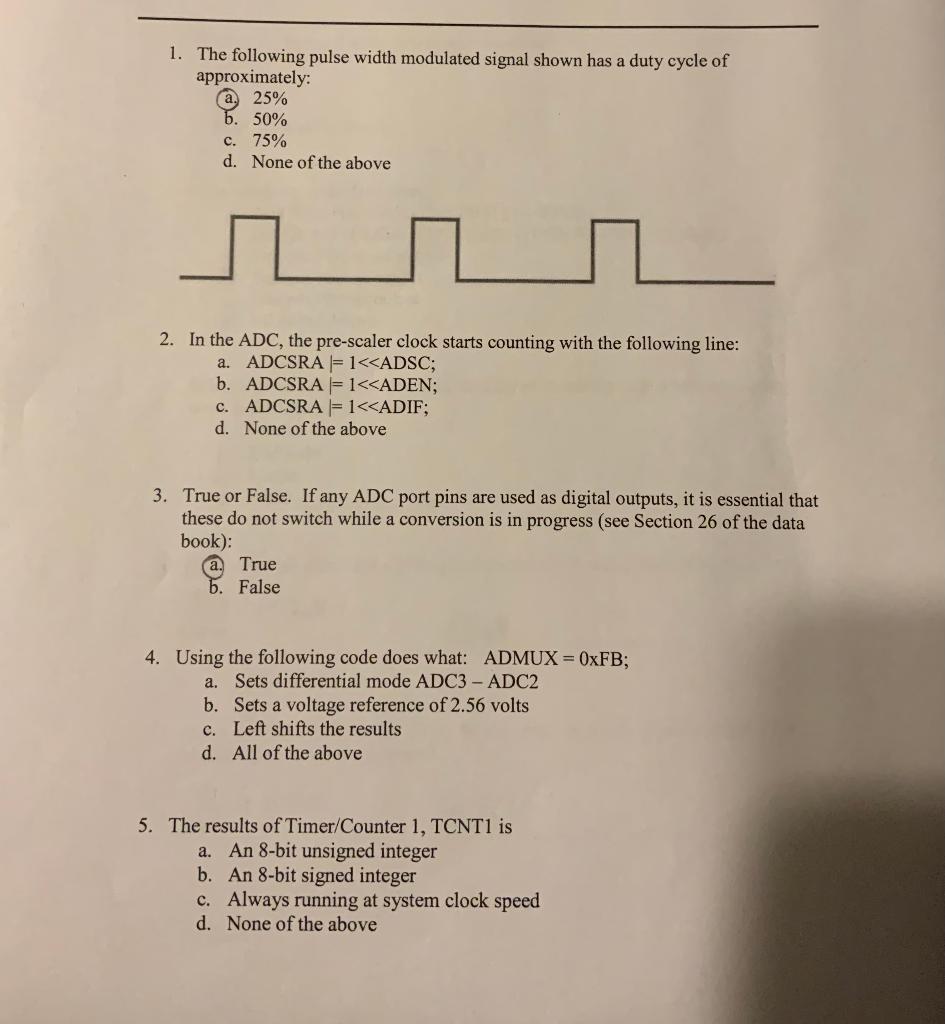 Solved 1. The following pulse width modulated signal shown | Chegg.com