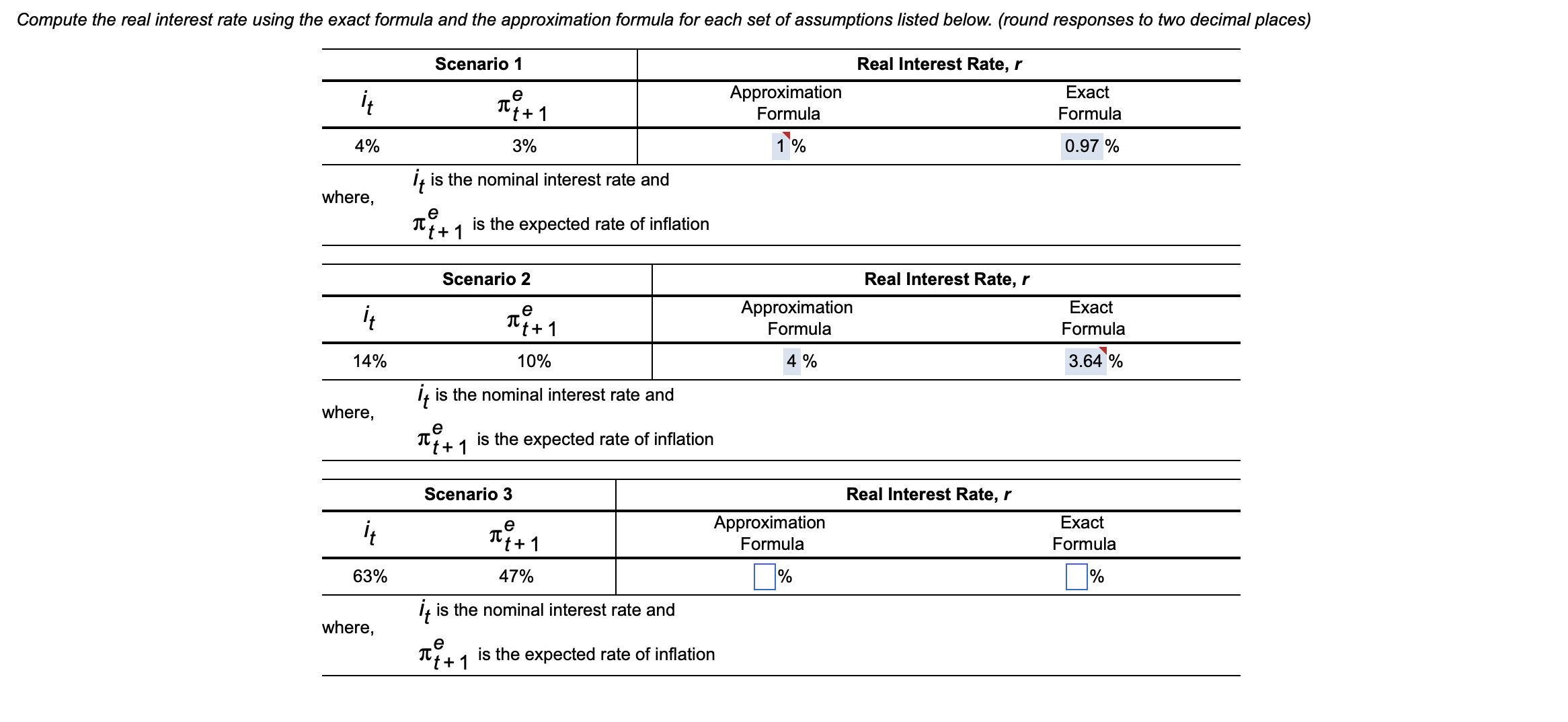 Solved Compute the real interest rate using the exact | Chegg.com