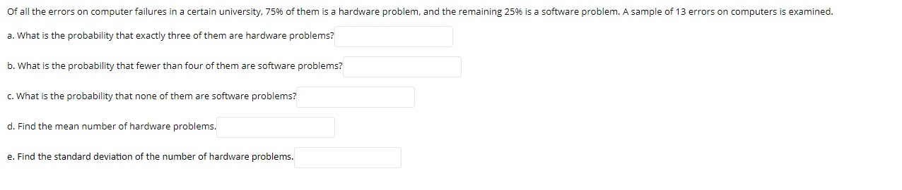 Solved Of all the errors on computer failures in a certain | Chegg.com