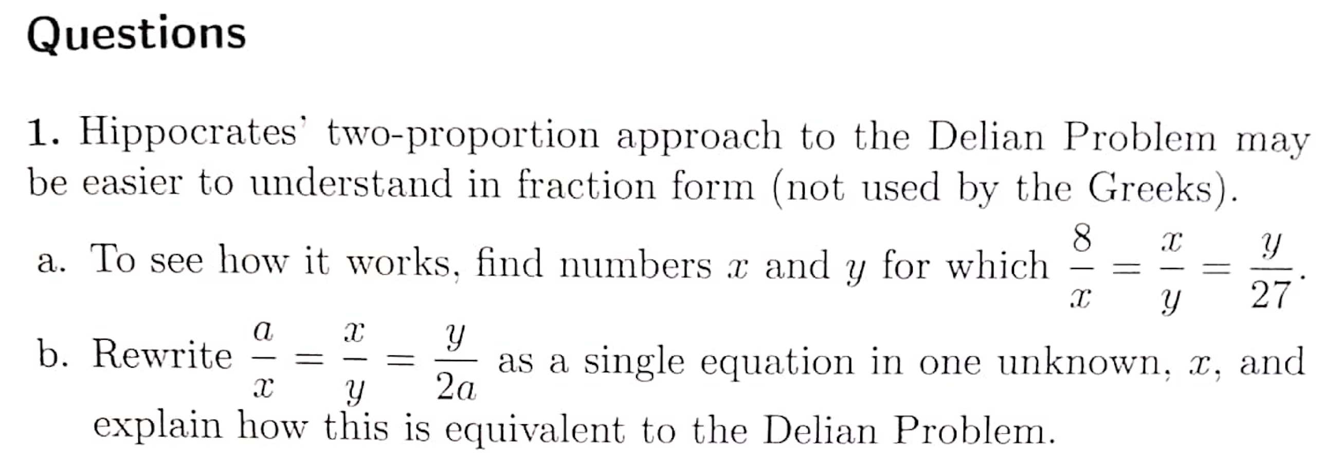 Solved Hello, I need help with a problem for my Math History | Chegg.com