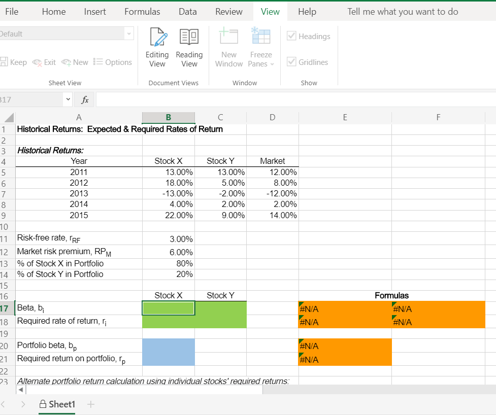 Solved Excel Online Structured Activity: Historical Return: | Chegg.com