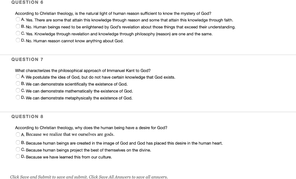 QUESTION 6 According To Christian Theology, Is The | Chegg.com