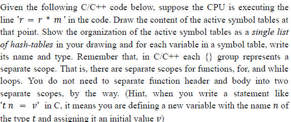 Solved Given the following C/C++ code below, suppose the CPU | Chegg.com