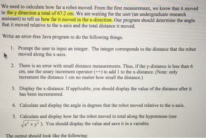 Solved We need to calculate how far a robot moved. From the | Chegg.com