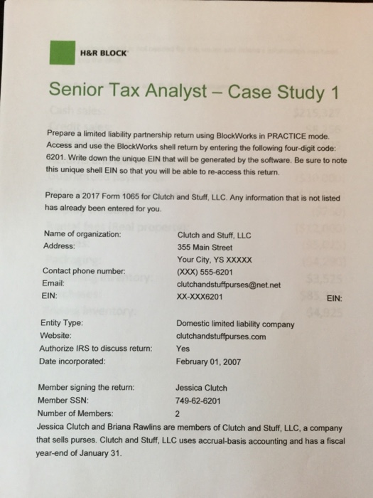 Hr Block Tax Course Case Study Answers Study Poster
