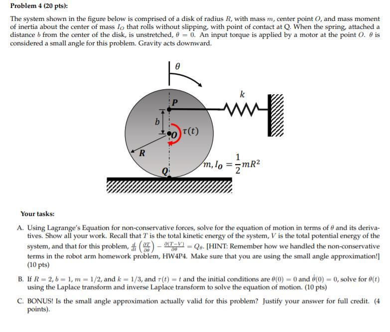 Solved Problem 4 (20 pts): The system shown in the figure | Chegg.com