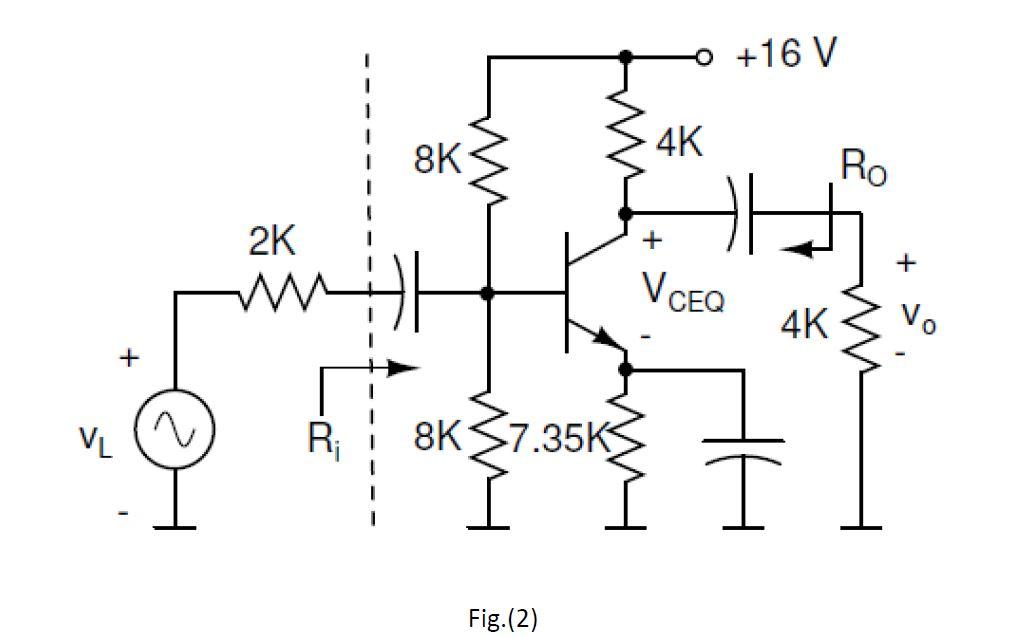 Solved For the transistor shown in Fig.(2), 𝛽 = 99, 𝑉𝐵𝐸 | Chegg.com