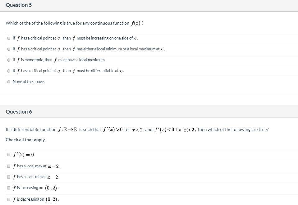 Solved Question 5 Which of the of the following is true for | Chegg.com