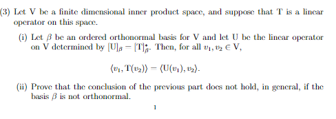 Solved (3) Let V be a finite dimensional inner product | Chegg.com