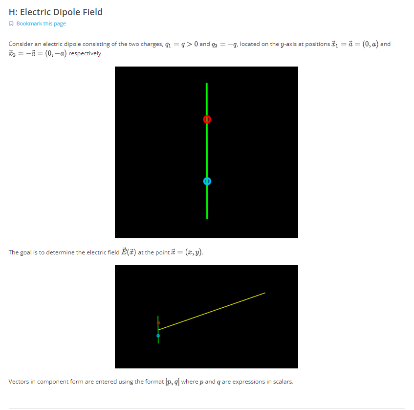 Solved H: Electric Dipole Field Bookmark this page Consider | Chegg.com