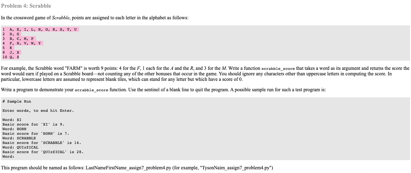 Problem 4 Scrabble In The Crossword Game Of Chegg Com