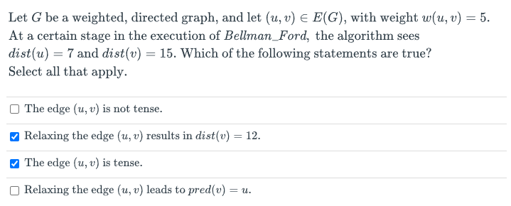 Solved Let G Be A Weighted, Directed Graph, And Let (u, V) E 