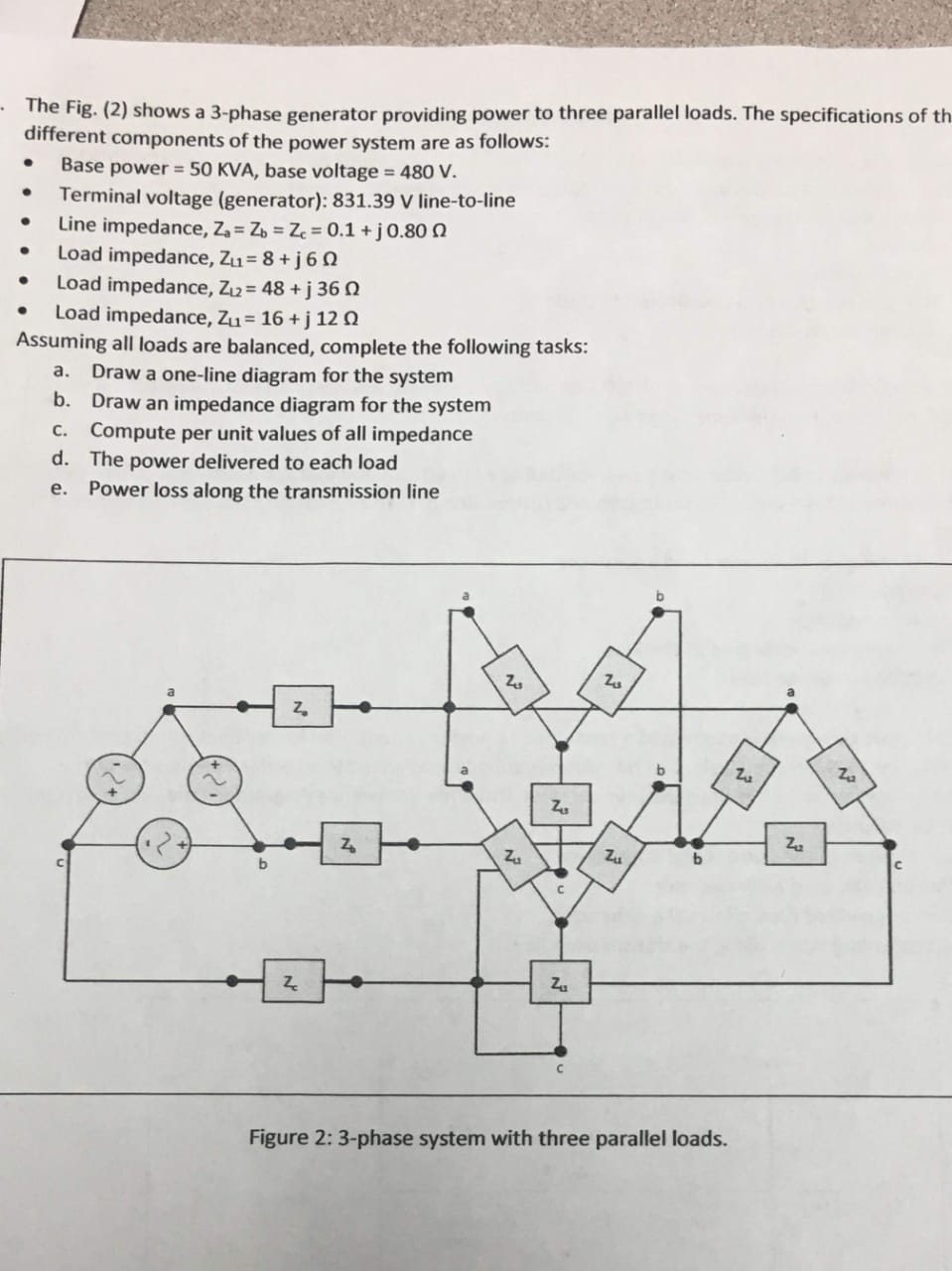 Solved The Fig. (2) shows a 3-phase generator providing | Chegg.com