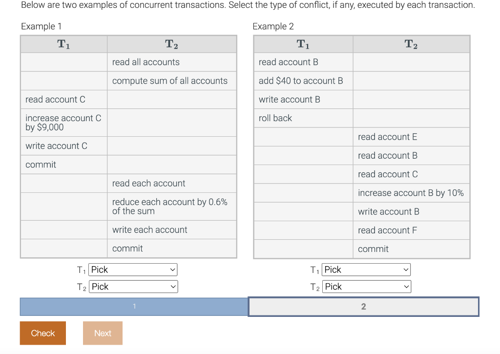 Solved Examole 1 । Pick dirty read no conflict | Chegg.com