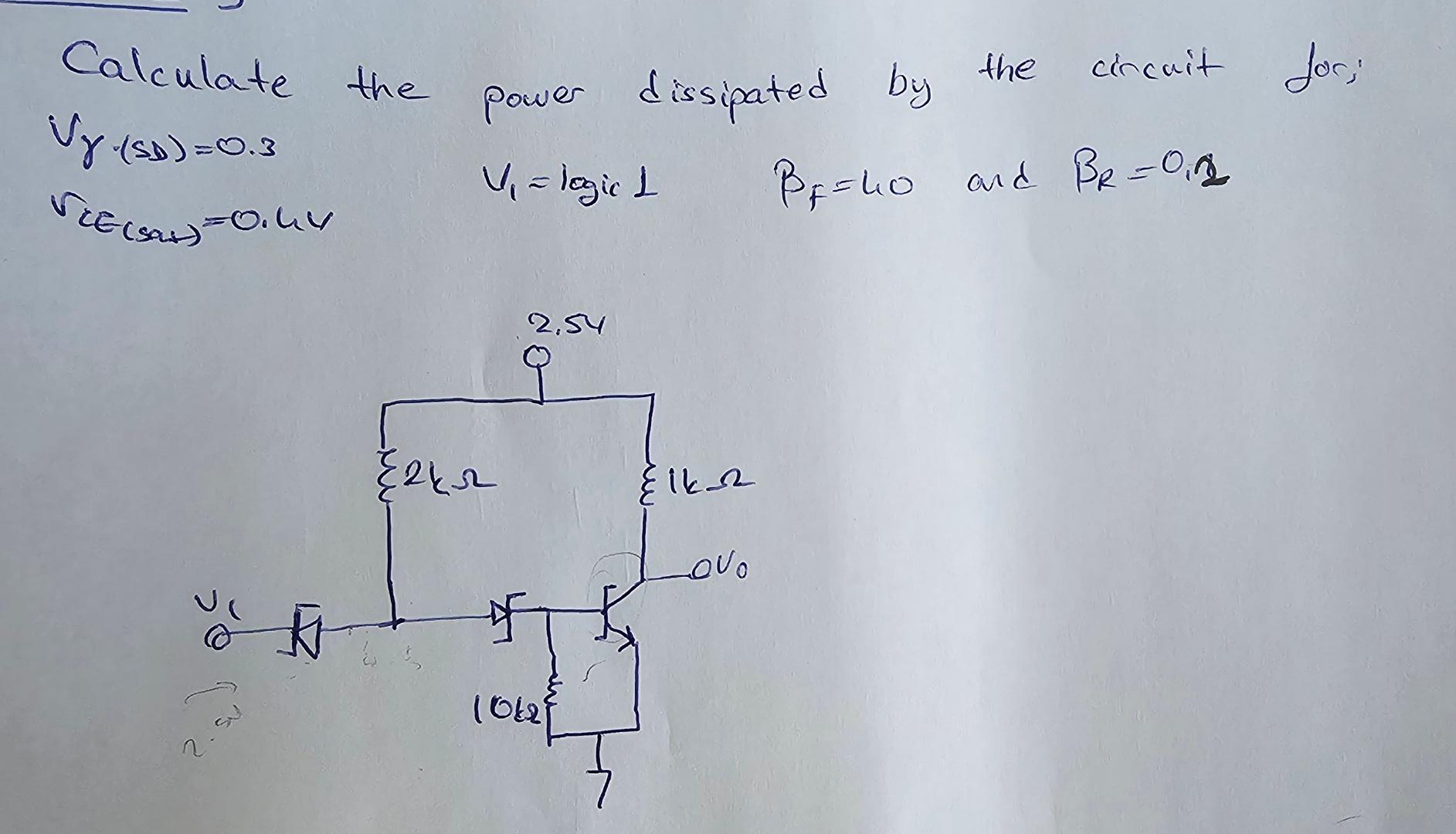 Solved Calculate the power dissipated by the circuit Circuit Diagram