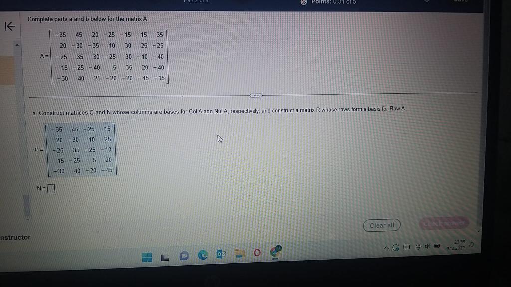 Solved Complete parts a and b below for the matrix A. | Chegg.com