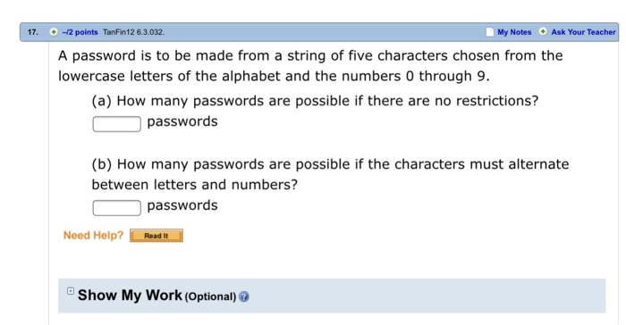 Solved 17.12 points TanFin12 6.3.032 My Notes Ask Your | Chegg.com