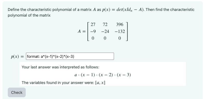 Solved Define the characteristic polynomial of a matrix A | Chegg.com