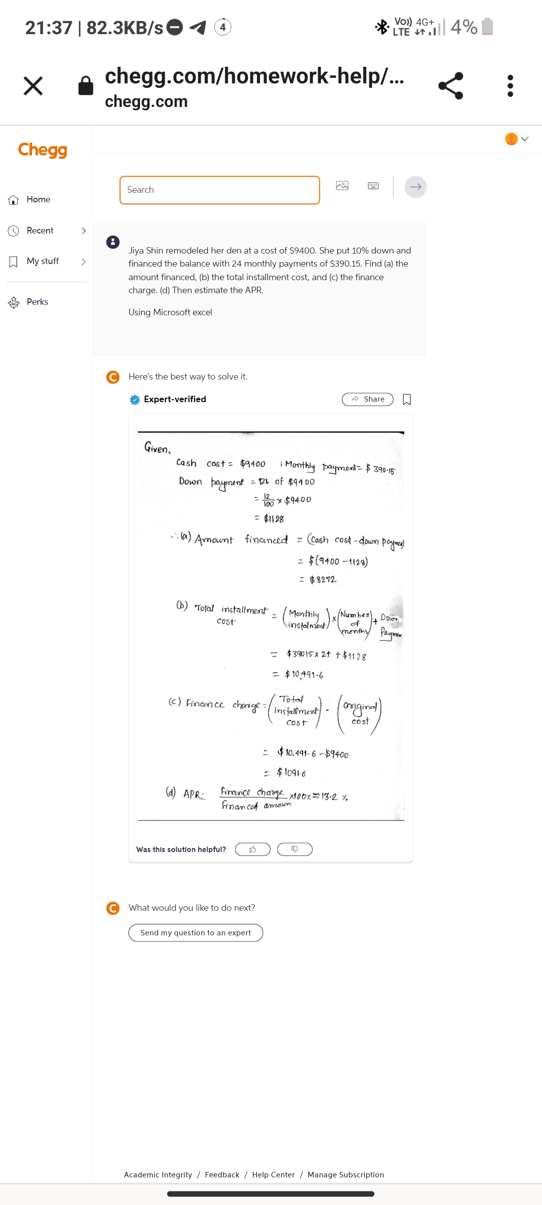 solved-financed-the-balance-with-24-monthly-payments-of-chegg