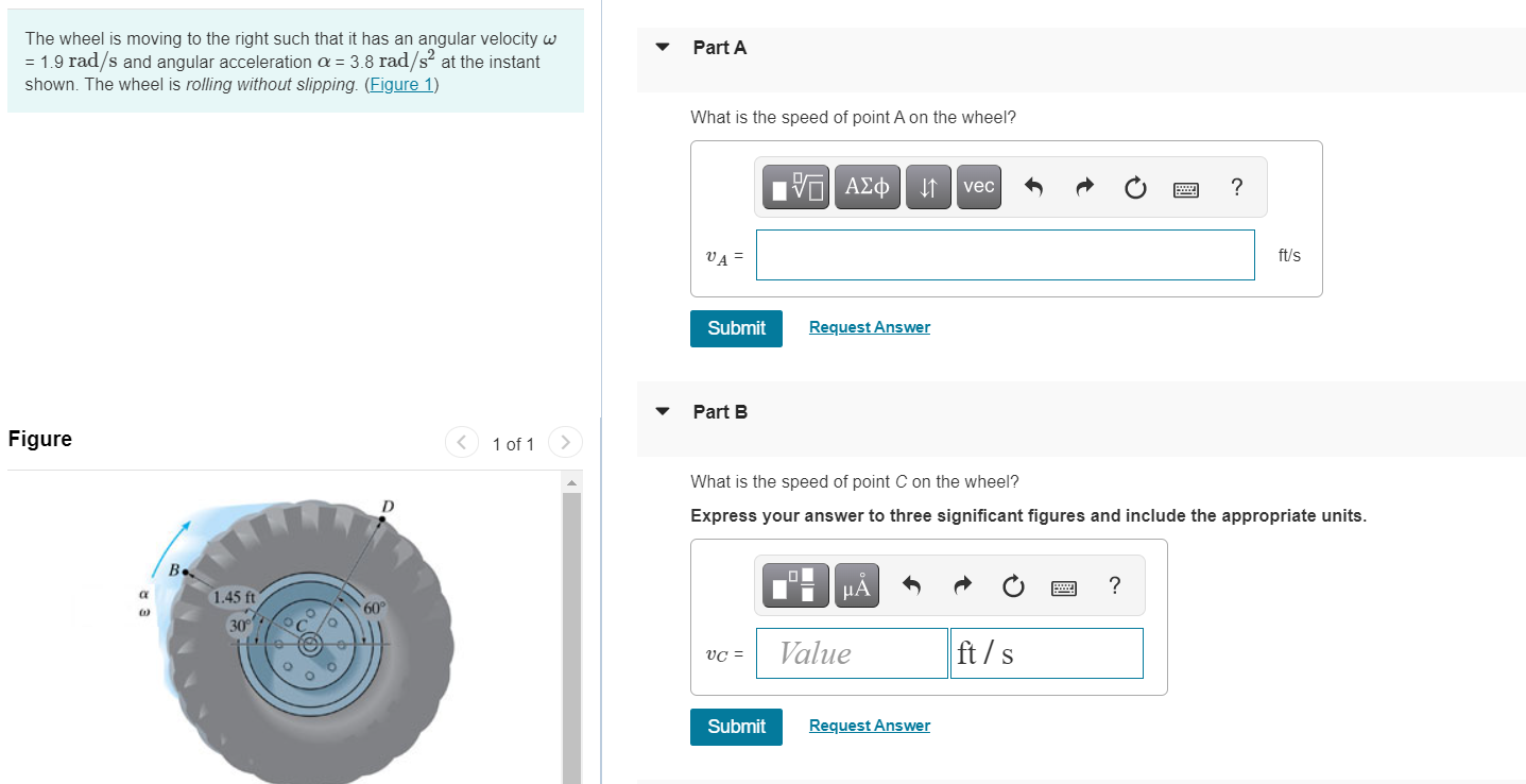 Solved Part A The Wheel Is Moving To The Right Such That It | Chegg.com