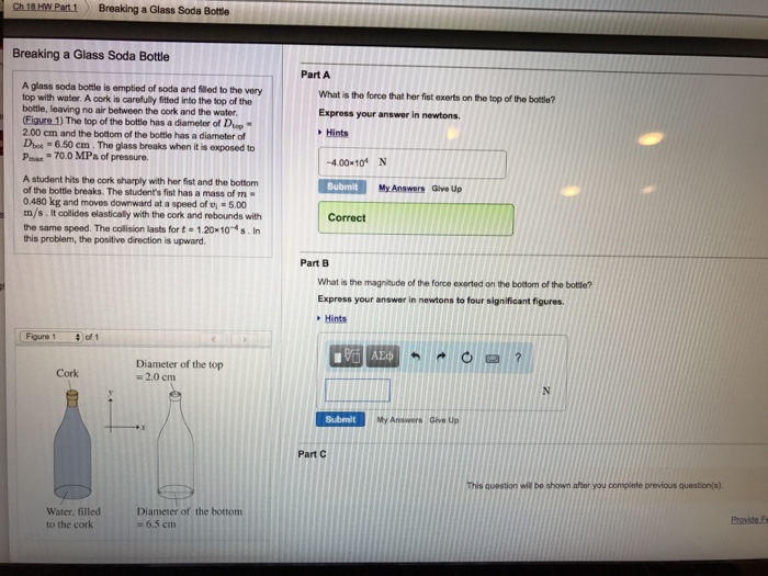 Solved Breaking a Glass Soda Bottle A glass soda bottle is