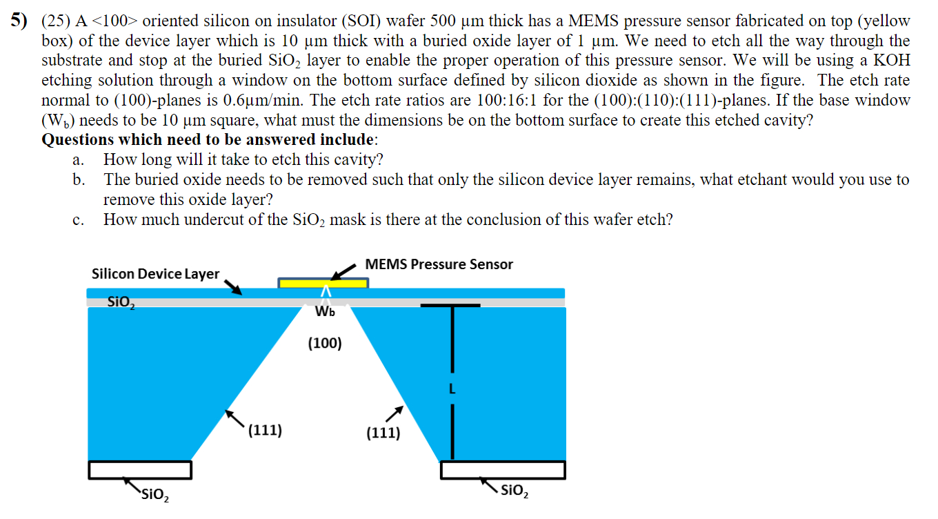 5) (25) A oriented silicon on insulator (SOI) | Chegg.com