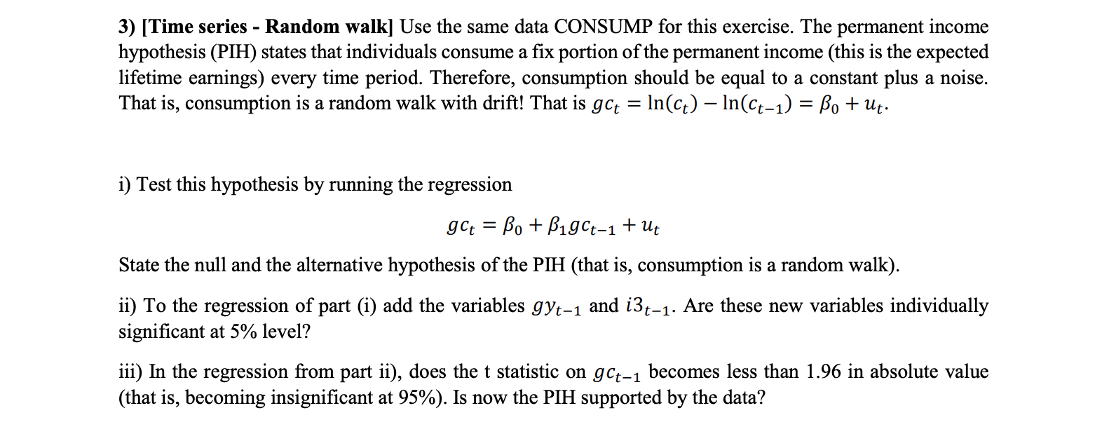 Solved 3) [Time series - Random walk] Use the same data | Chegg.com