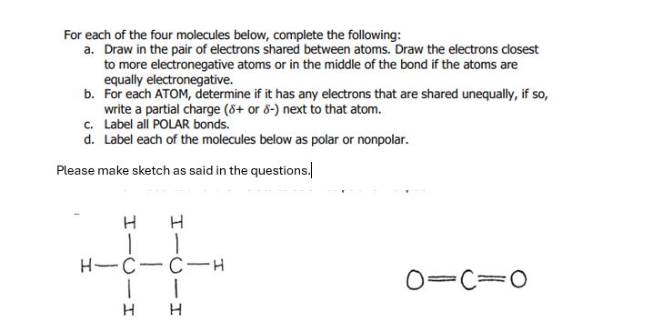 Solved For Each Of The Four Molecules Below, Complete The | Chegg.com