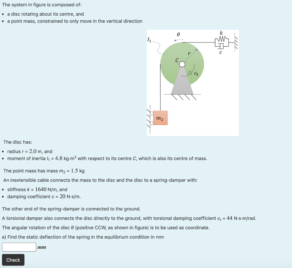 Solved The system in figure is composed of: a disc rotating | Chegg.com