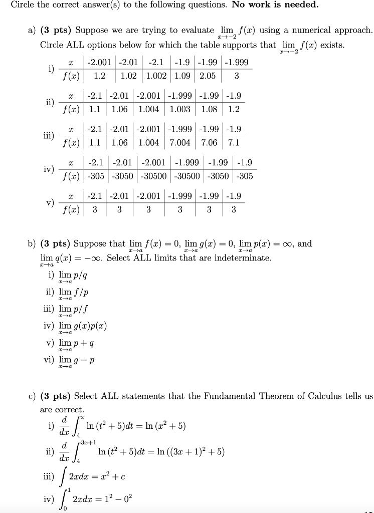 Solved Circle The Correct Answer(s) To The Following | Chegg.com