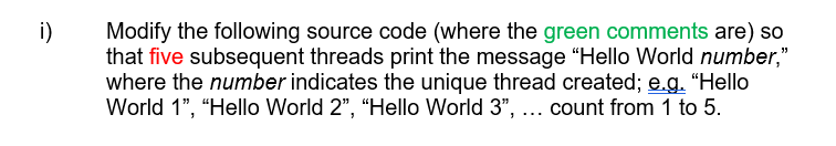 Solved Modify the following source code (where the green | Chegg.com