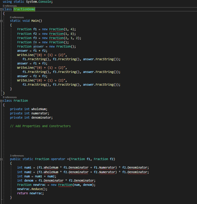 Solved The Fraction program (Fraction.cs) instantiates | Chegg.com