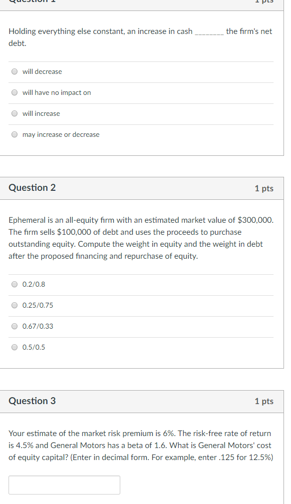 Solved Holding everything else constant, an increase in cash | Chegg.com
