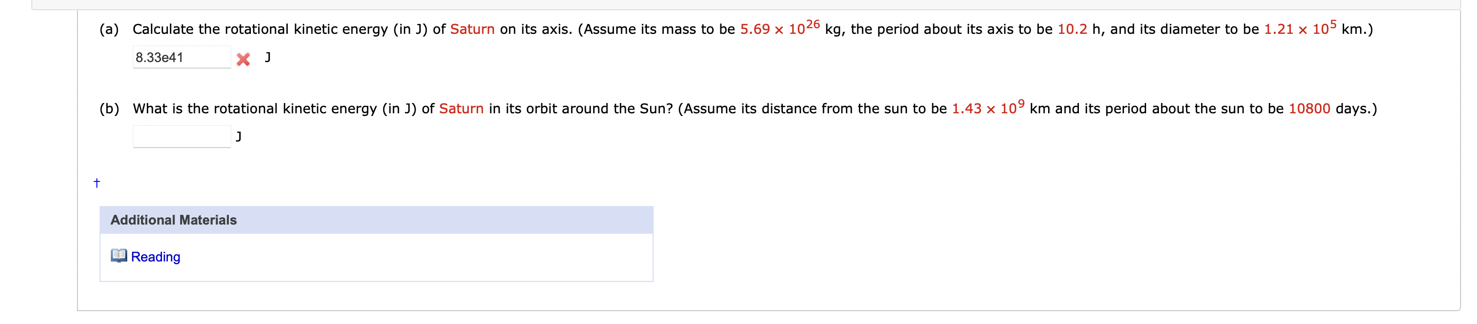 Solved a) Calculate the rotational kinetic energy (in J) of | Chegg.com
