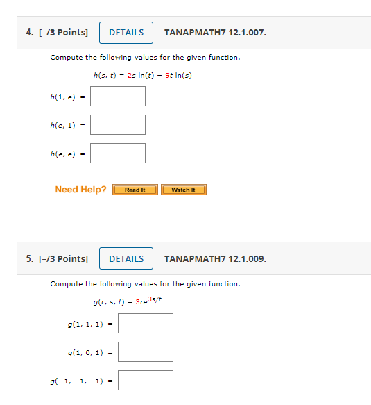 Solved −/3 Points] TANAPMATH7 12.1.007. Compute the | Chegg.com