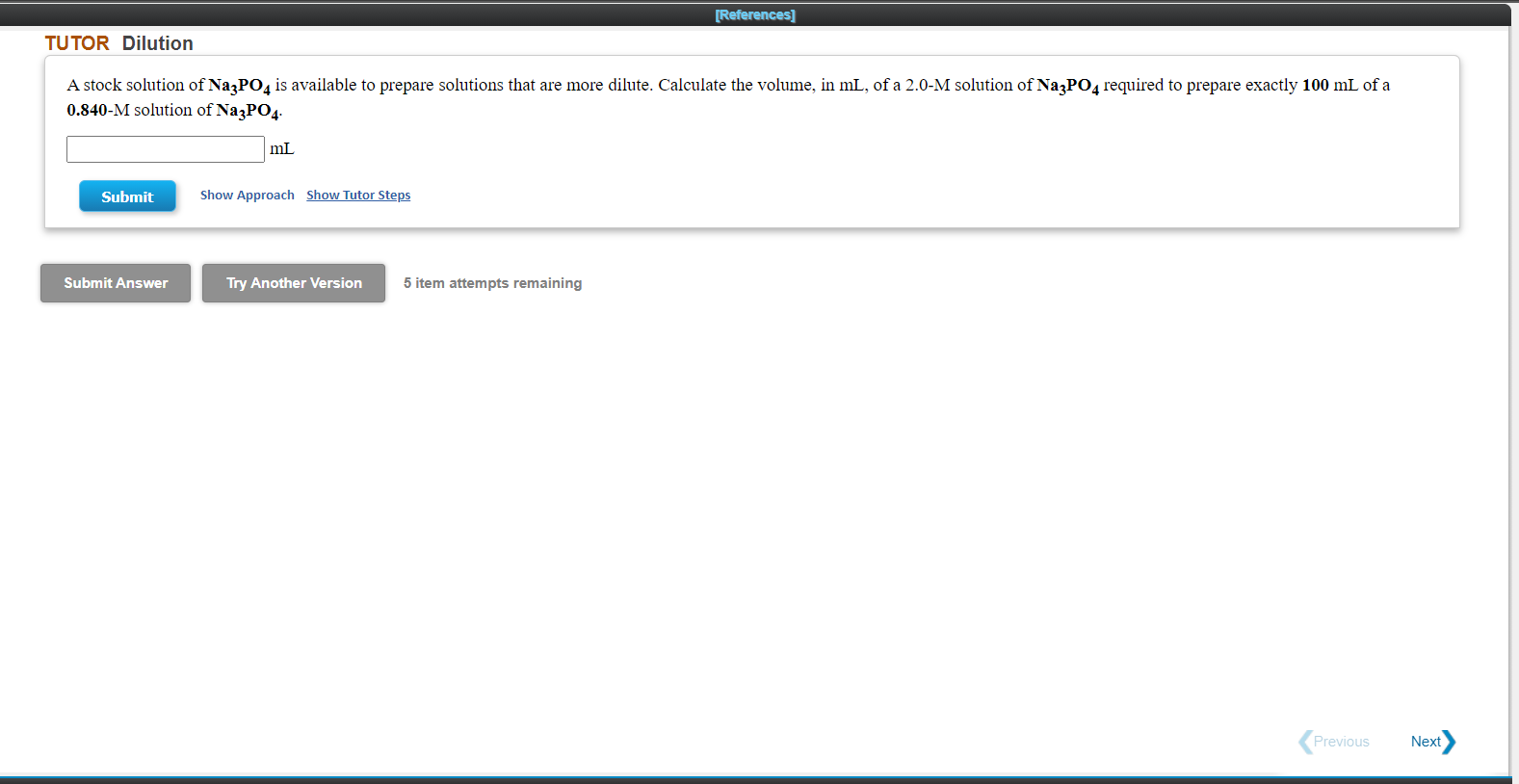 Solved [References) TUTOR Dilution A stock solution of