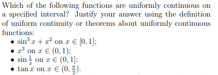 Solved Which of the following functions are uniformly | Chegg.com