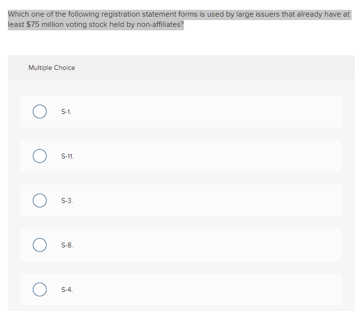 Solved Which one of the following registration statement | Chegg.com