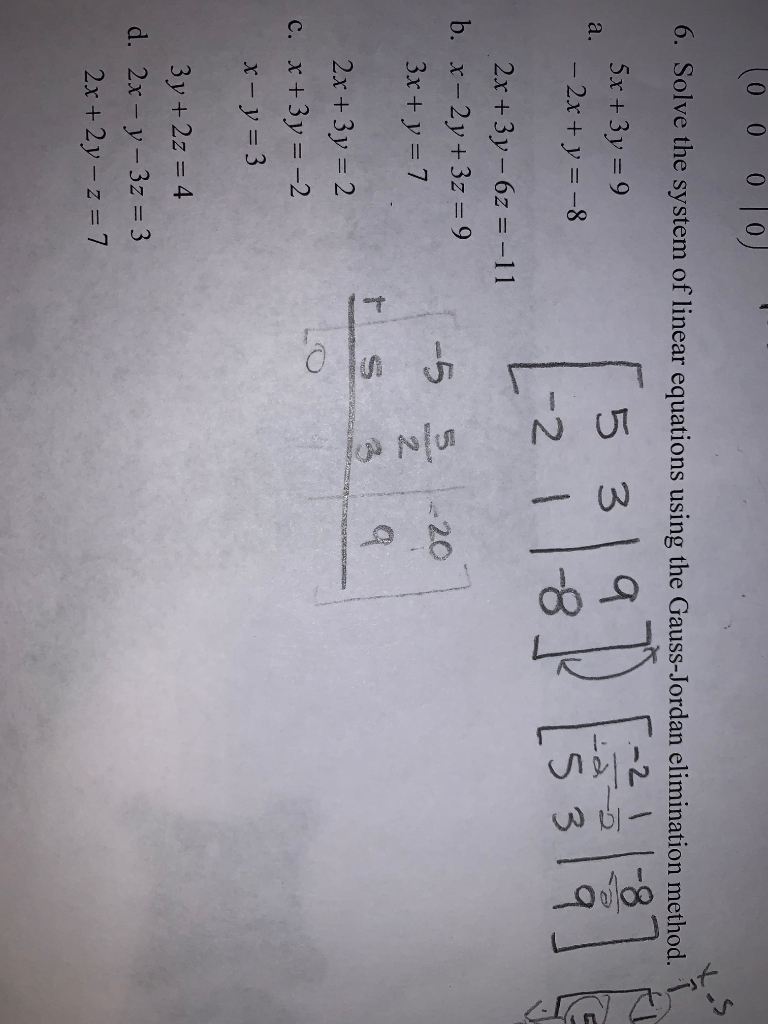 Solved 0 0 0 0 6 Solve The System Of Linear Equations U Chegg Com