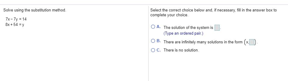 Solved Solve the following system of equations. Select the | Chegg.com