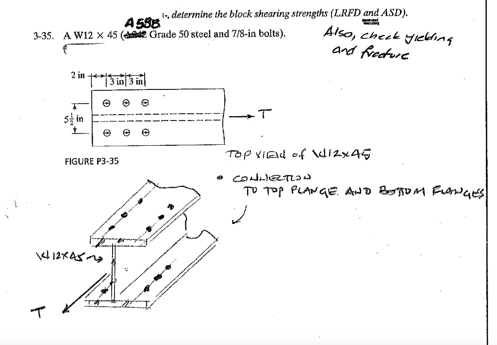 Solved w 1-, determine the block shearing strengths (LRFD | Chegg.com