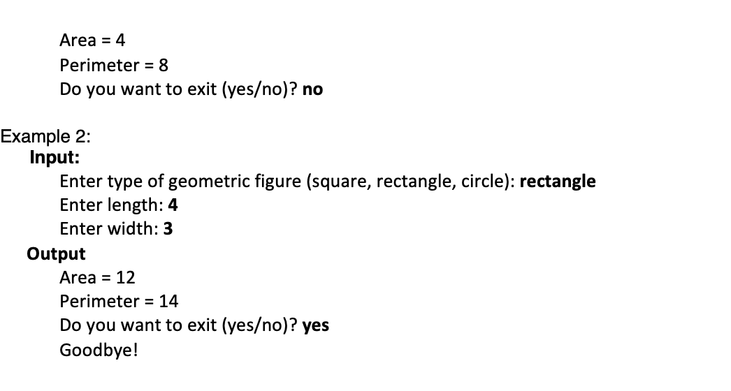 write a python program to find area of square and rectangle