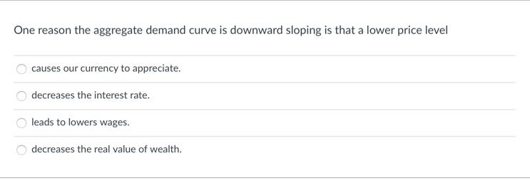 Solved One reason the aggregate demand curve is downward | Chegg.com