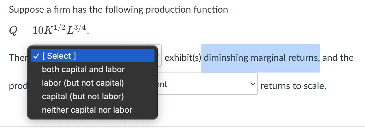 Solved Suppose a firm has the following production function | Chegg.com