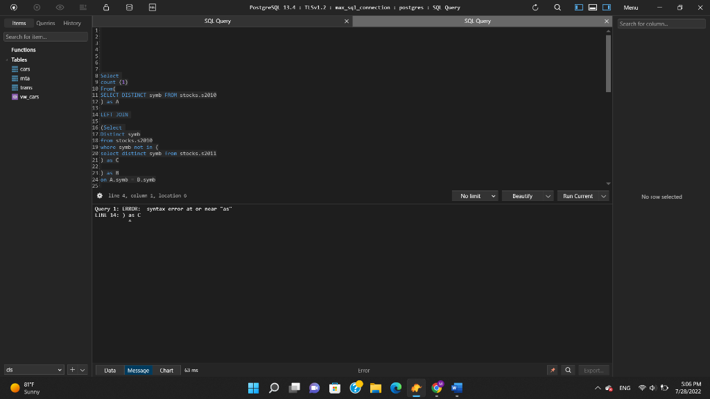 Solved I have a quick SQL question here: Could you help me | Chegg.com