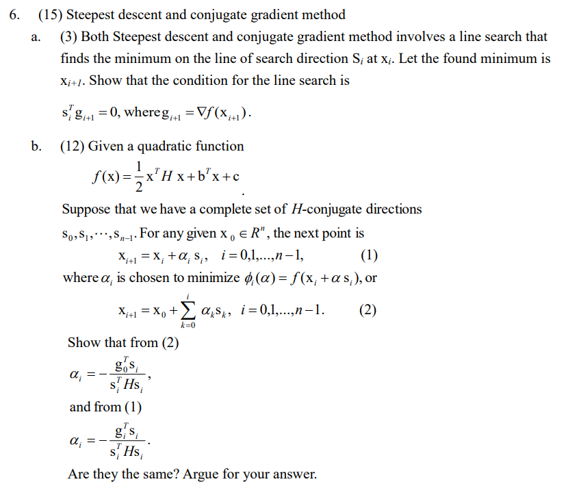 Solved 1. Steepest descent and conjugate gradient methods