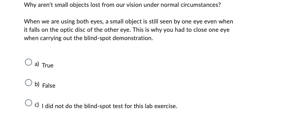 Solved Why aren't small objects lost from our vision under | Chegg.com