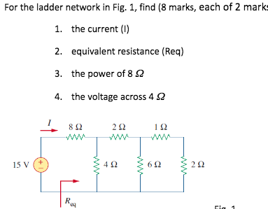 Solved For the ladder network in Fig. 1, find ( 8 marks, | Chegg.com